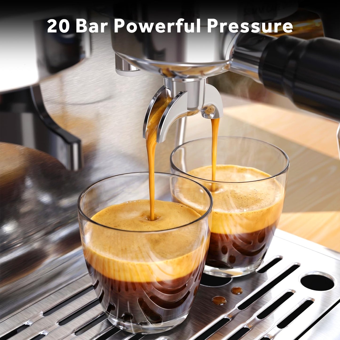 COWSAR Espresso Machine with Grinder, 20 Bar Automatic Espresso Maker, Milk Frother Steam Wand, PID Temperature Control, 58mm Brewing System, Perfect for Cappuccino & Latte