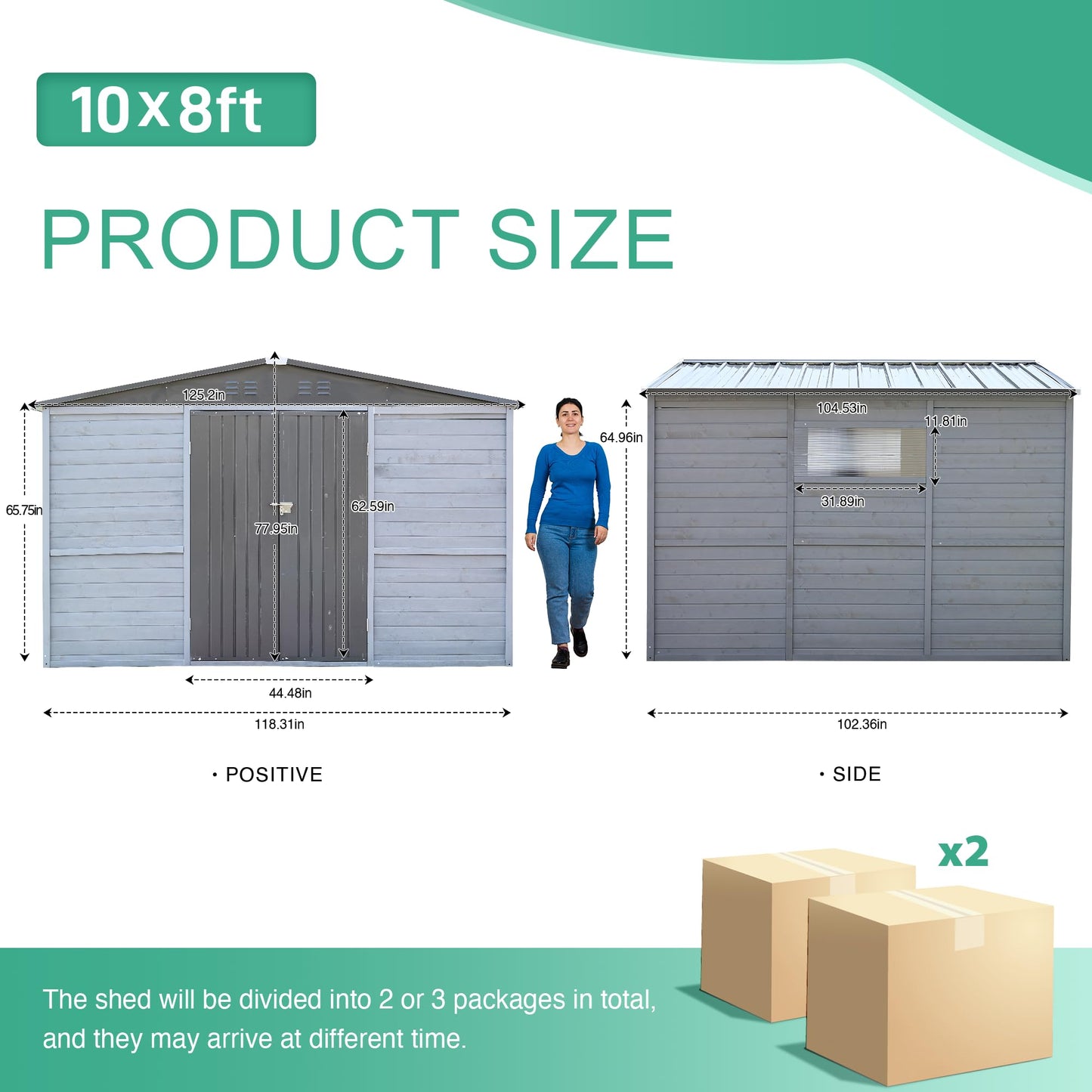 Jaxenor 8x10 FT Outdoor Wood Storage Shed, Garden Tool Shed with Windows, Outside Storage Shed Waterproof for Backyard, Garden, Patio, 4 Vents (Without Floor) Gray