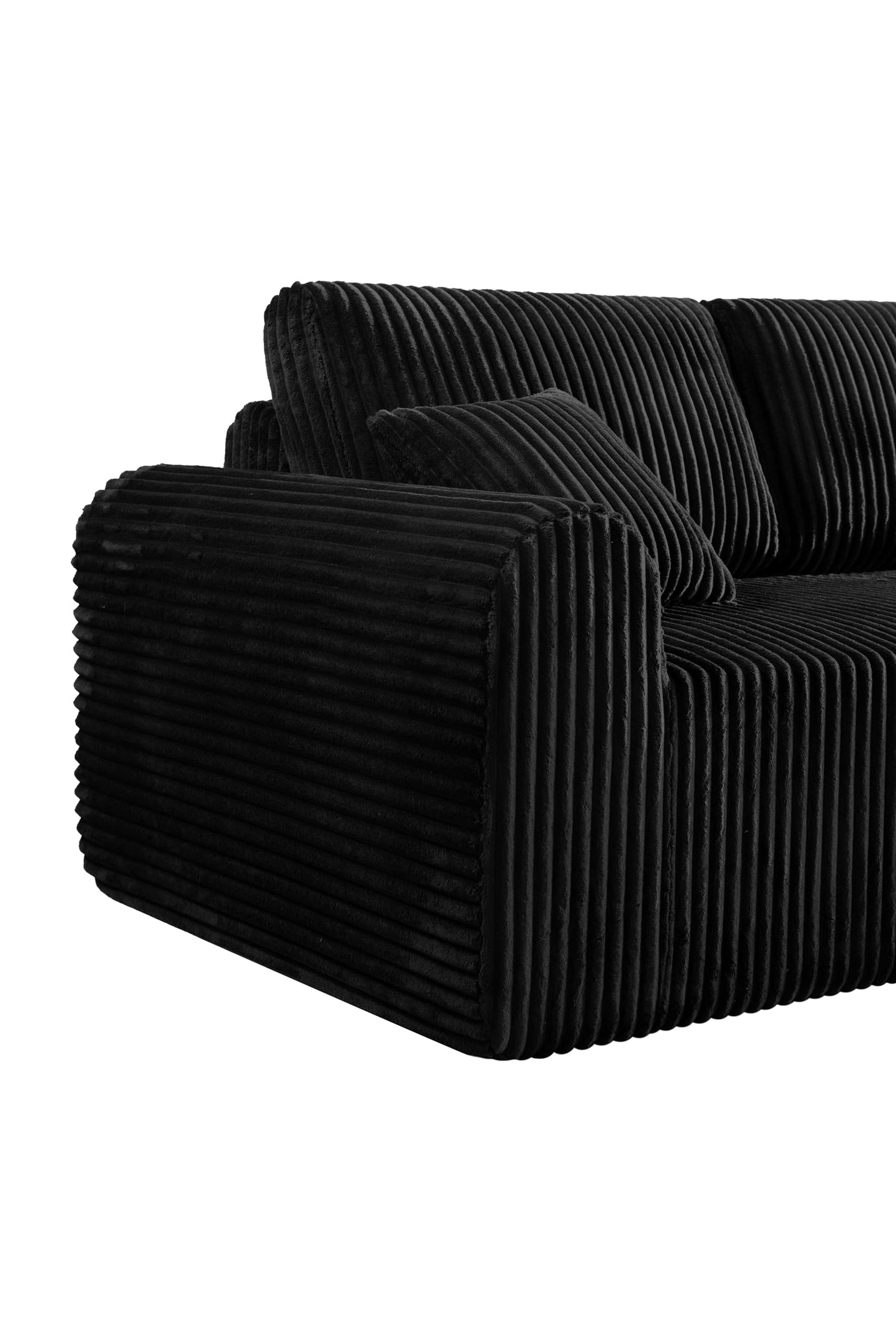 109-Inch L-Shaped Right Facing Boneless Corner Sofa 2 PCS Modular Sectional Cloud Sofa Couch with Chaise Lounge and Toss Pillow, Corduroy Boneless L-Shaped Couches