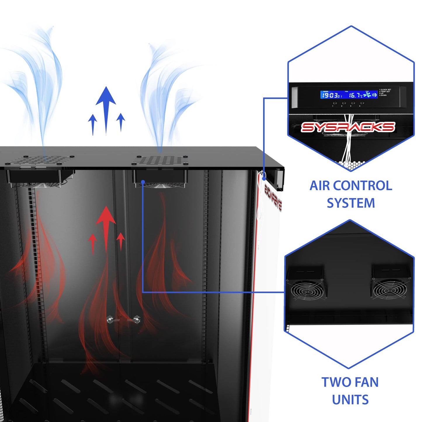 Sysracks 18U Premium Rack Mount Server 35" Depth Deep Network Cabinet, Server Rack with Fan, Removable Side Panels, Locking Glass Door Computer Cabinet Enclosure Network Rack Case PR 18.900