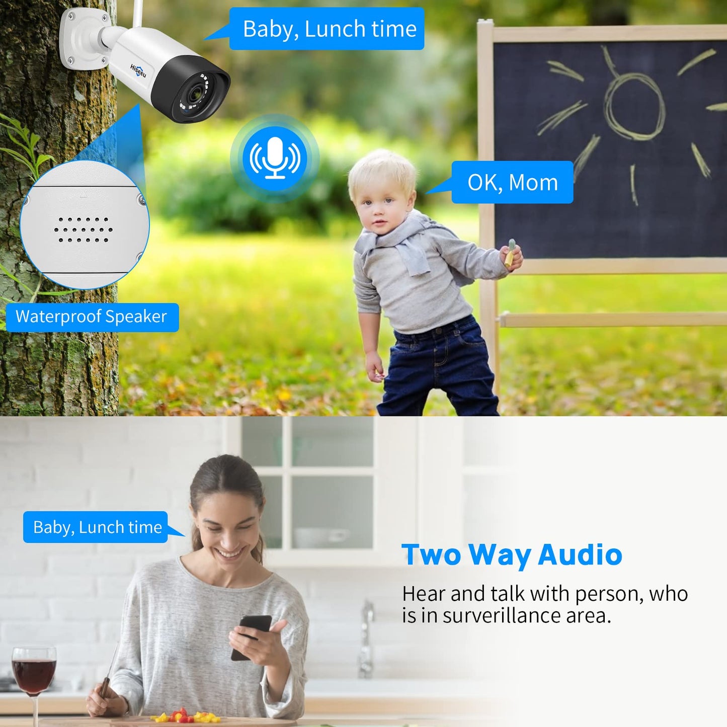 Hiseeu 2.5K 5MP WiFi Security Camera System Outdoor, Expandable 16CH 8MP NVR, 500GB HDD, Spotlight, 2 Way Audio, IP66 Waterproof, Motion Alert, DC Power Plug-in, 24/7 Recording