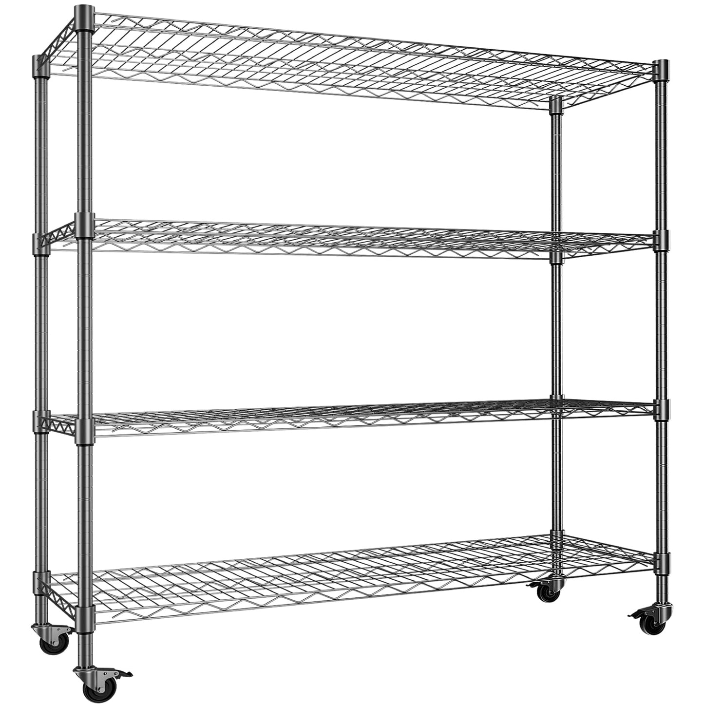 ZUIWAN 62.56" H x 59" W x 20" D Heavy Duty Metal Storage Rack with Wheels - Adjustable Wire Shelving Unit for Kitchen, Pantry, Garage & Commercial Use