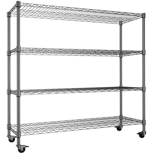ZUIWAN 62.56" H x 59" W x 20" D Heavy Duty Metal Storage Rack with Wheels - Adjustable Wire Shelving Unit for Kitchen, Pantry, Garage & Commercial Use