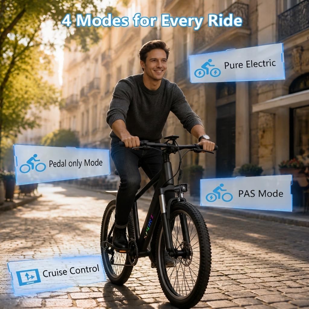 Electric Bike for Adults, 1500W Peak Ebike with 48V 12Ah Removable Battery, 26 inch Electric Bicycles for Commute, City Cruiser E-Bike for Adult, Step-Thru,7-Speed, Up to 25MPH 65 Miles