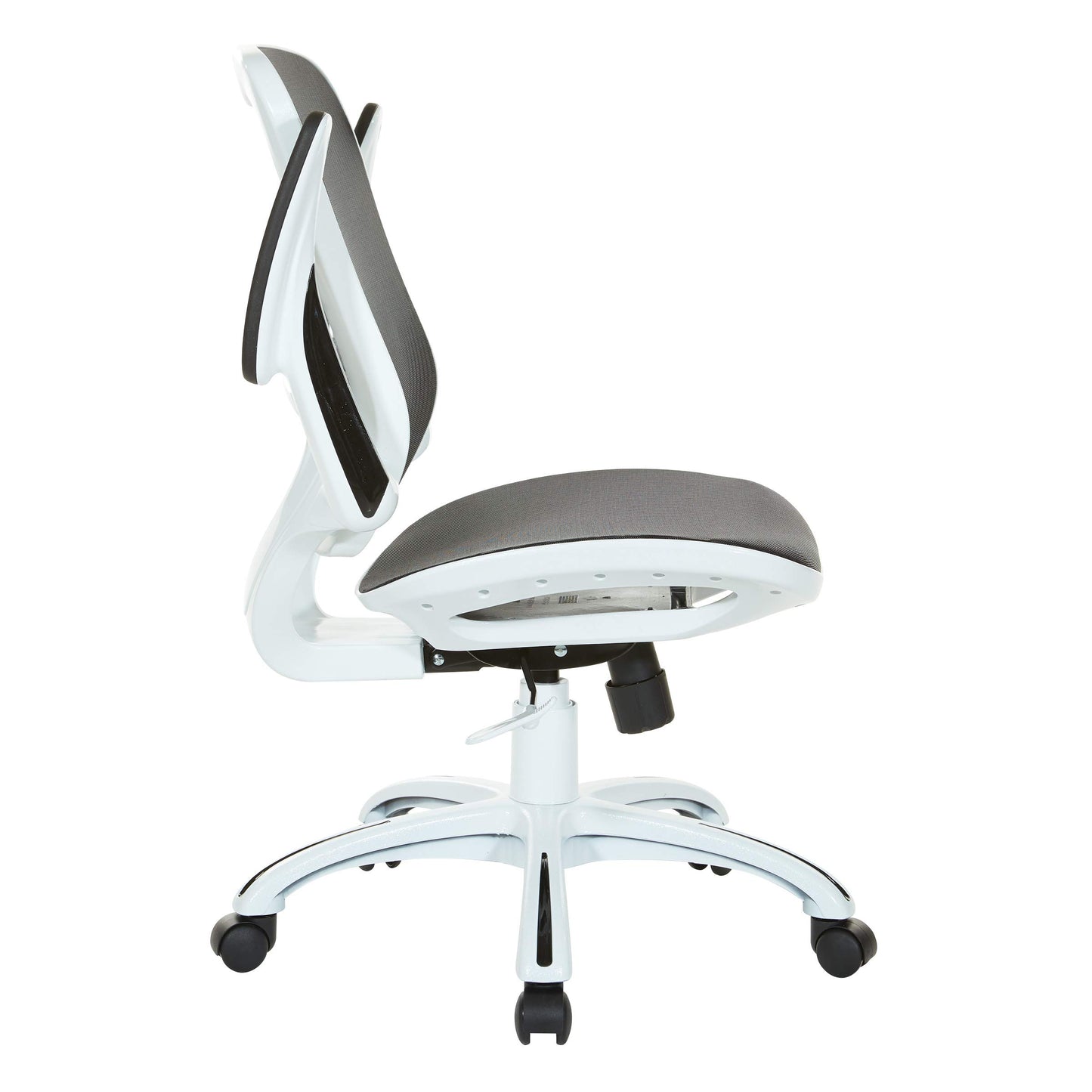 OSP Home Furnishings Riley Ventilated Manager's Office Desk Chair with Breathable Mesh Seat and Back, White Base with Black