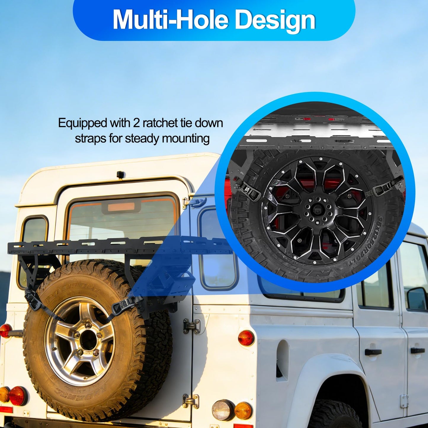Spare Tire Utility Cargo Basket Storage Rack，for 30-40 Inch Tires，80 LBS Load Capacity, No-Drill Installation, Fit for 1976-2026 Jeep Wrangler JK JL TJ YJ CJ, Ford Bronco, RV & SUV Camping Gear Mount