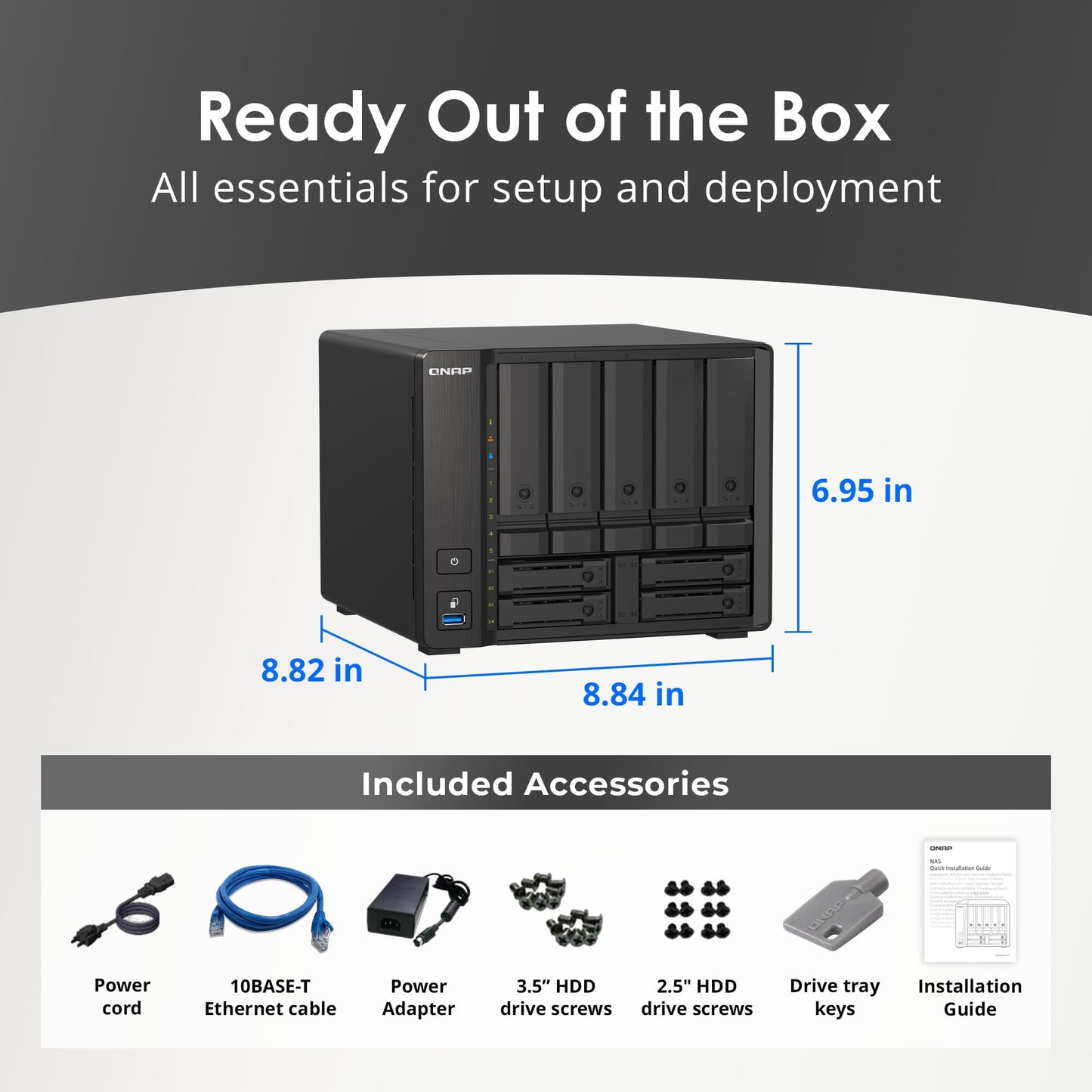 QNAP TS-h973AX-32G 9-Bay QuTS Hero NAS with 10GbE/2.5GbE Connectivity