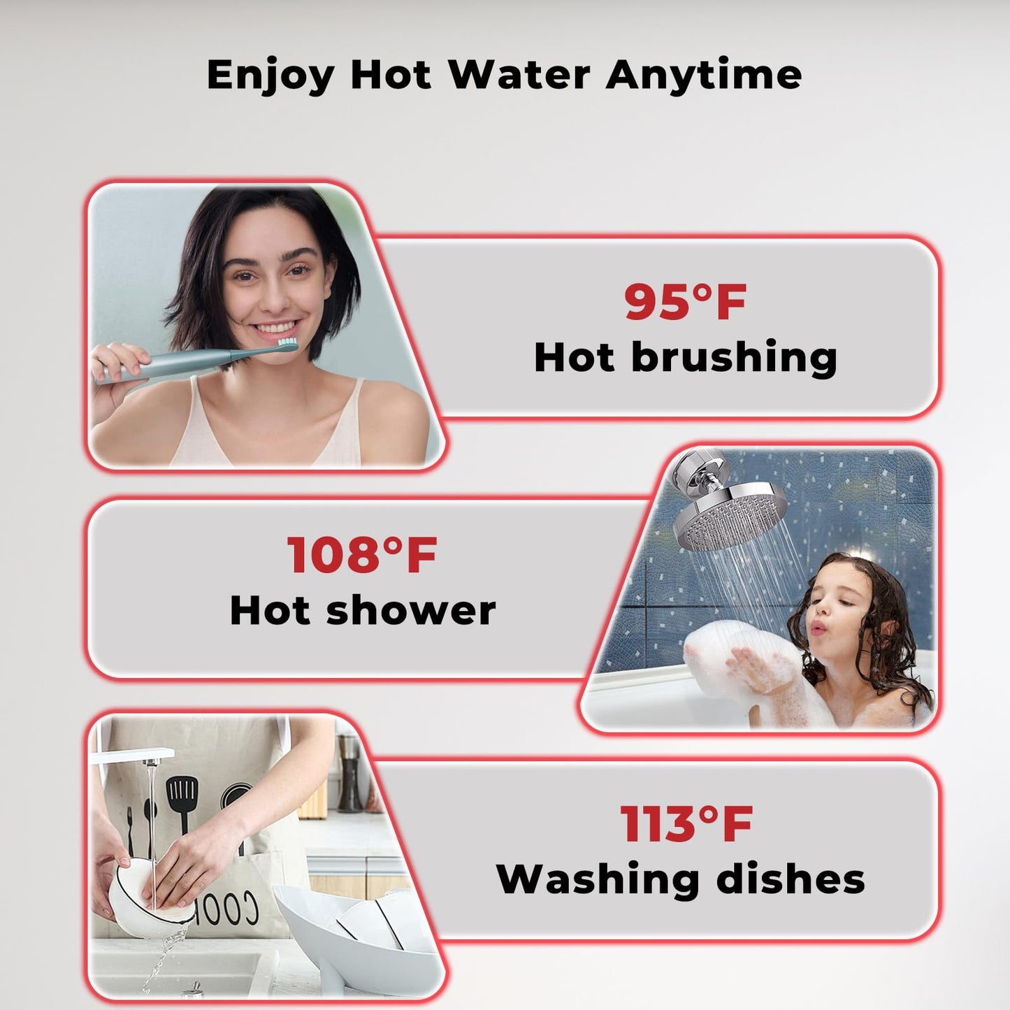 CAMPLUX Climatech 3 Tankless Water Heater Propane, 65,000 BTU Propane On Demand Hot Water Heater, Max 2.64 GPM, Indoor Installation, CX264, White