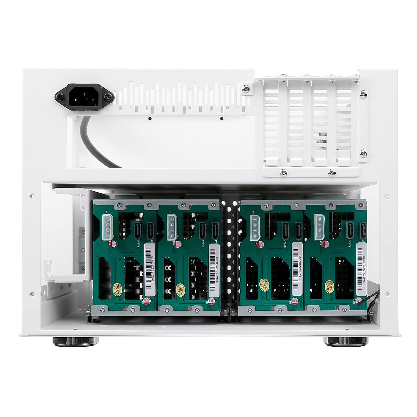 AUDHEID 8-Bay NAS Chassis, Computer Network Attached Storage, Support 8 * 3.5" HDD+2 * 2.5" SSD Tray, Compatible MATX/uATX/ITX, Personal Private Cloud(Diskless) (White)