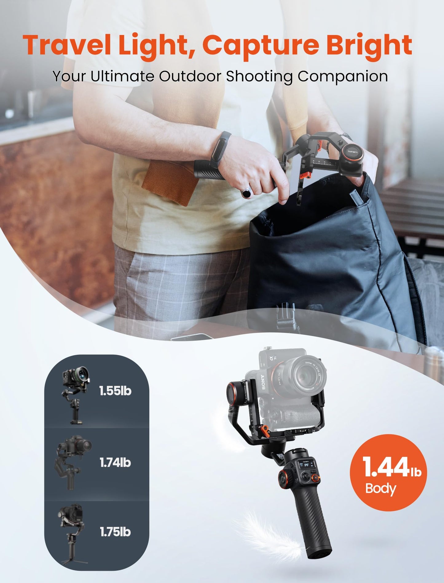 hohem iSteady MT2 Gimbal Stabilizer for Camera, Upgrade 3-Axis Gimbal for Mirrorless/Pocket Camera/Action Camera/Smartphone, OLED Display, Gimbal Stabilizer for Canon/Sony/Nikon/iPhone