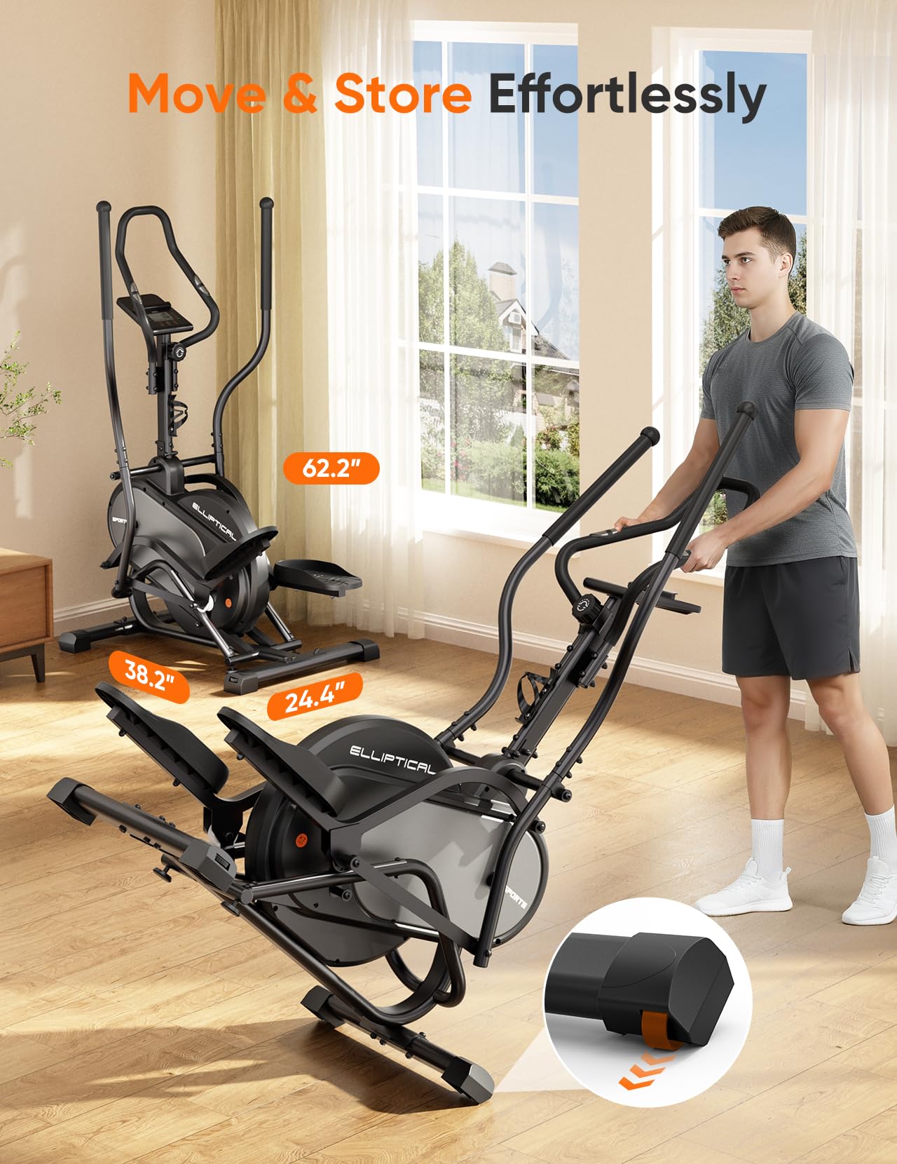 Dripex Elliptical Exercise Machine, 3-in-1 Cardio Climber Stepper Elliptical Machine for Home, Elliptical Training Machines with 16-Level Resistance, 18LBS Flywheel, Pulse Sensor