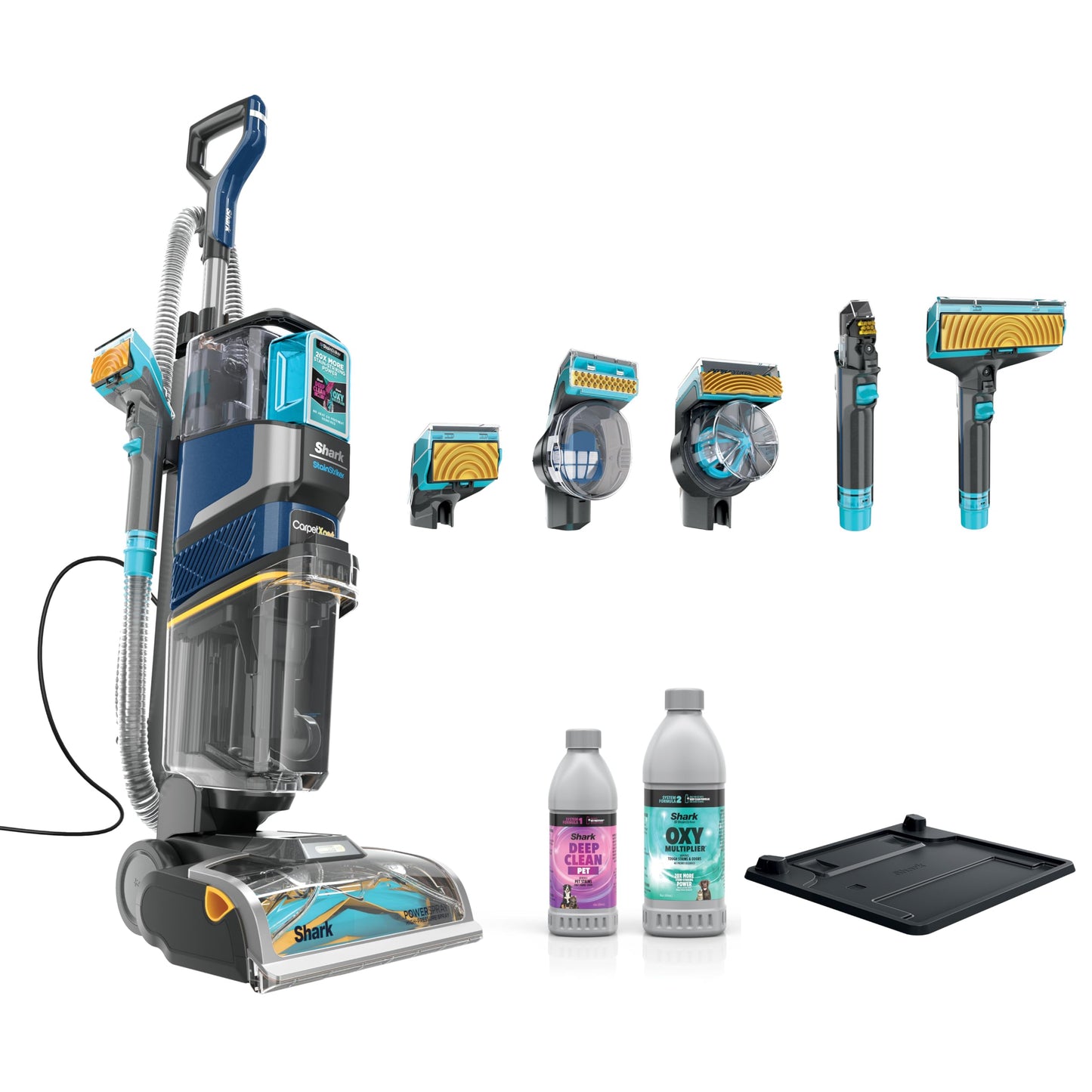 Shark CarpetXpert HairPro | Upright Carpet, Area Rug & Upholstery Cleaner | StainStriker Handheld Tough Stain Remover & Onboard Self Clean | Pet Hair Pickup & Odor Removal | 5 Tools | Navy | EX304