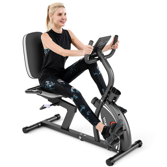 VANSWE Recumbent Exercise Bike for Seniors & Adults, 380 LBS Weight Capacity Stationary Bike for Home with 16-Level Magnetic Resistance, Bluetooth App Connectivity, Adjustable Seat & Pulse Sensor