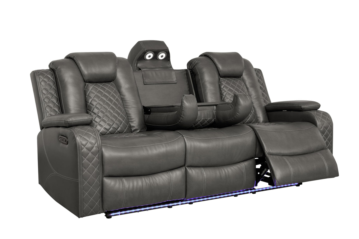 Ball & Cast Power Recliner Sofa Set Leather Reclining Couch Home Theater Seating 3PCS Recliner Couch Loveseat & Chair Sets with Wireless Charing,Cup Holders,Storage Box for Home Theater,Living Room