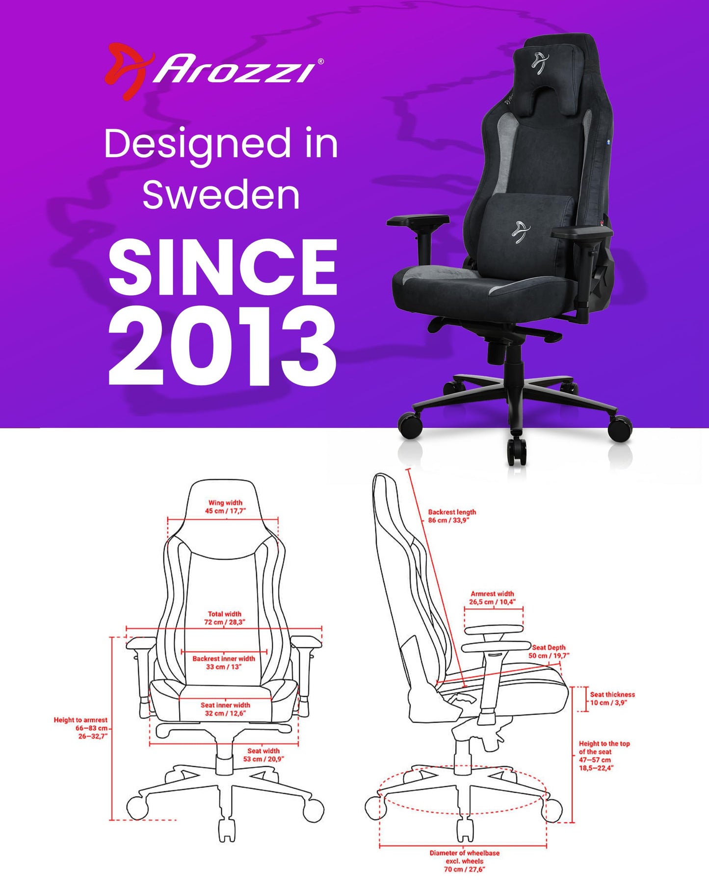 Arozzi Vernazza Supersoft Upholstery Material has a Unique Velvety Texture that is Fluid-Repellant and Breathable with Memory Foam Lumbar Support and 4D Armrest for Office and Gaming Chair - Black