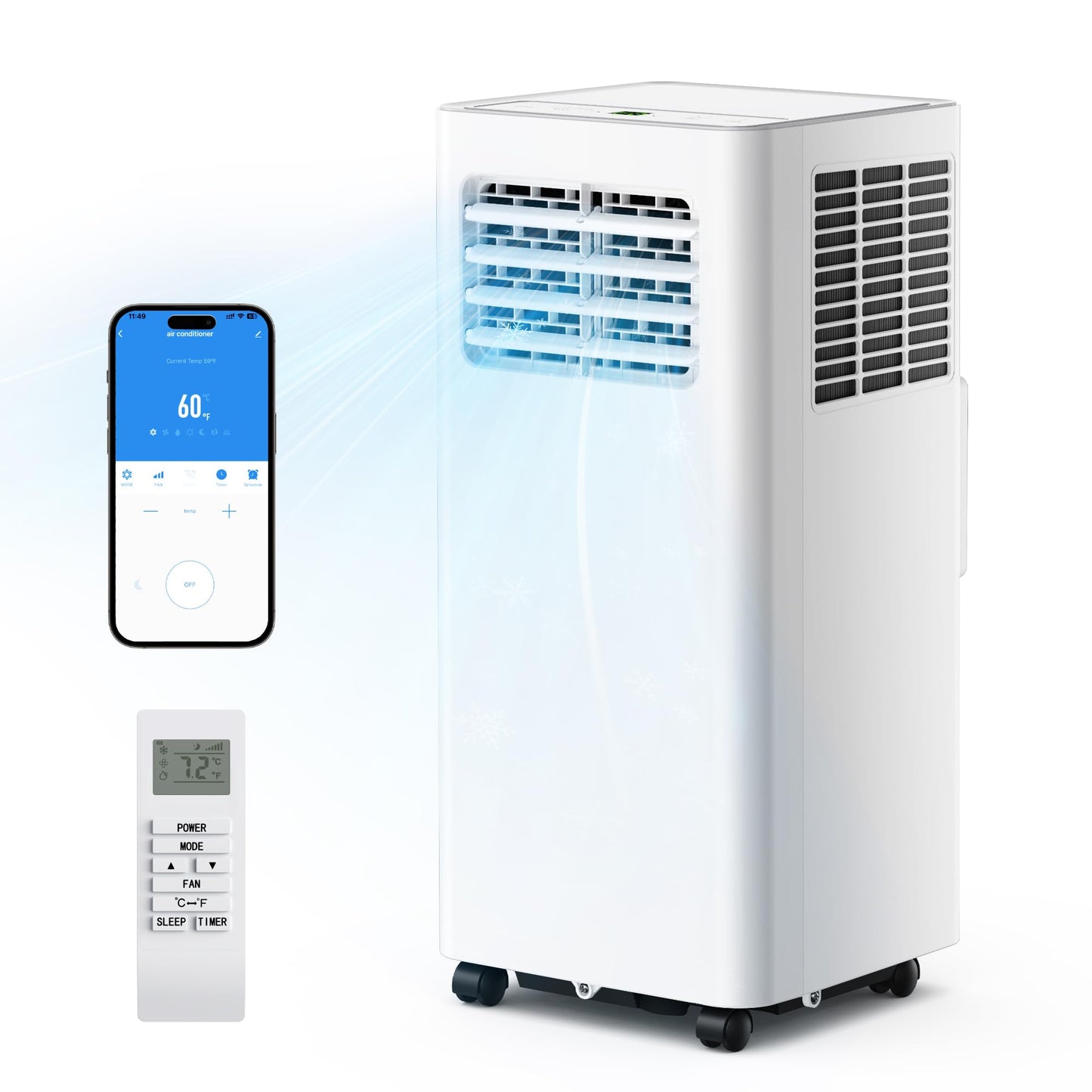 EUHOMY 14,000 BTU Portable Air Conditioners, 5-in-1 Portable AC Unit with Cool, Heat, Dehumidifier, Fan, Sleep Mode, 650 Sq.Ft. with 350 CFM Airflow, App/Remote Control, 24H Timer Quiet AC for Bedroom