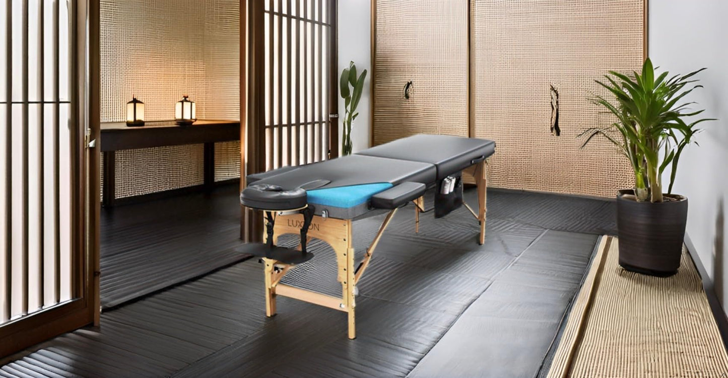 Luxton Home Premium Memory Foam Massage Table - Rolling Travel Case, Washable Sheets, Thicker & Wider