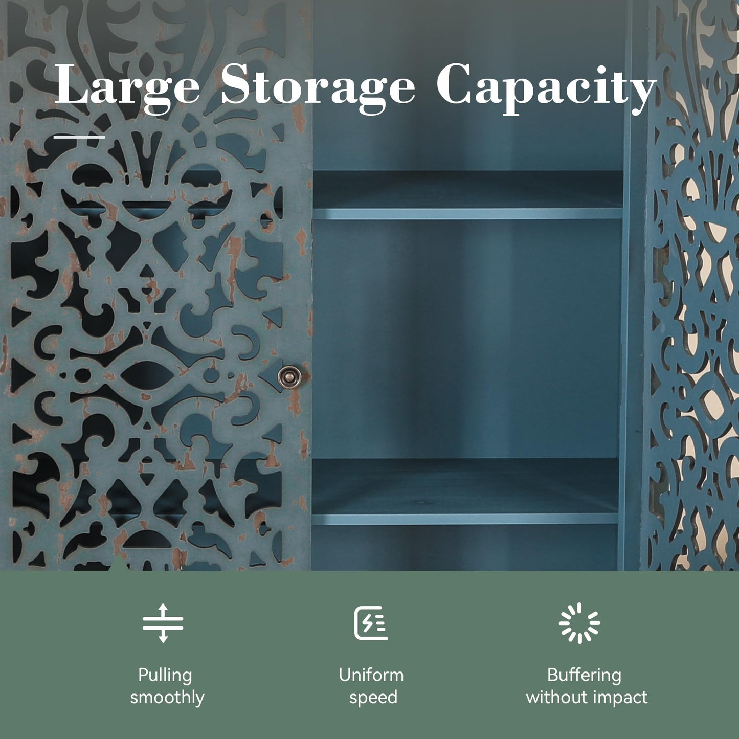 Sophia & William Tall Storage Cabinet 47.4", Decorative 2-Door Tall Accent Cabinet for Living Room, Dining Room, Blue