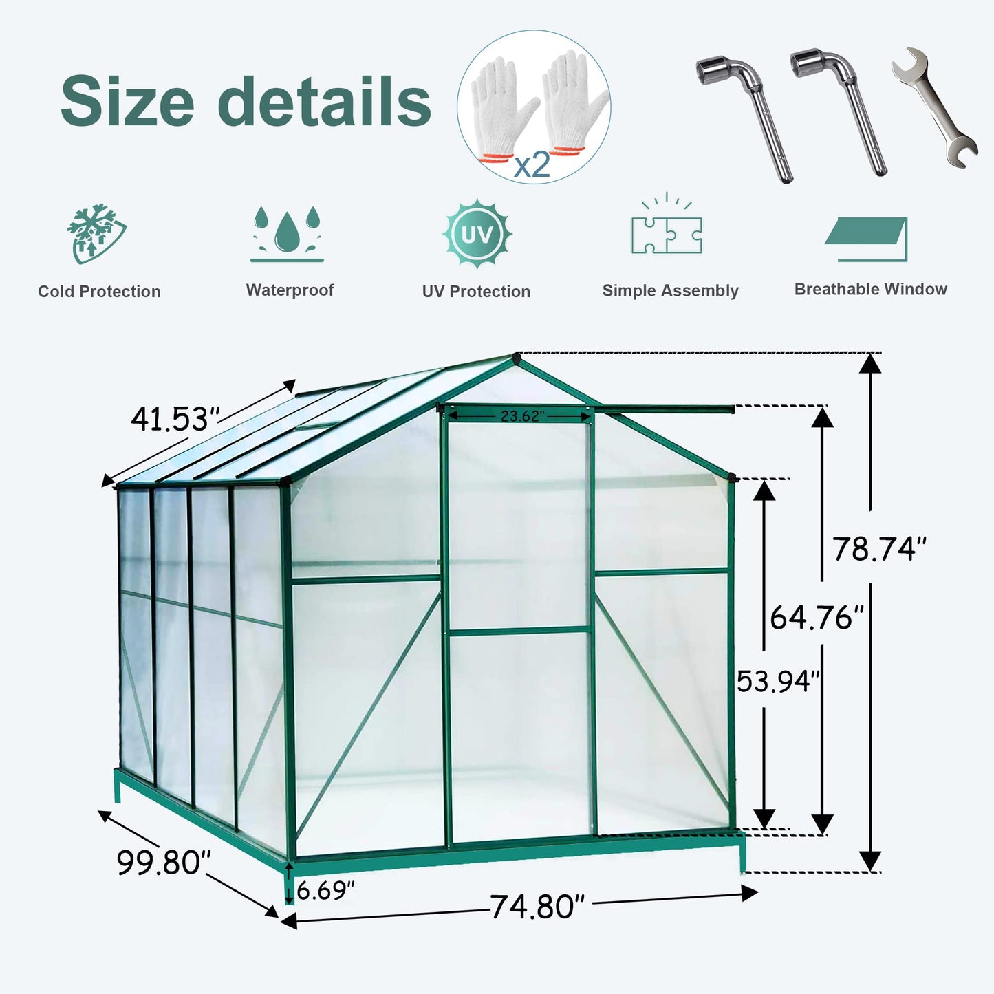 YOPTO 6x8 FT Greenhouses for Outdoor,Heavy Duty Polycarbonate Greenhouse, Walk-in Garden Green House with Base and Ventilation Window for Outside, Backyard,Green