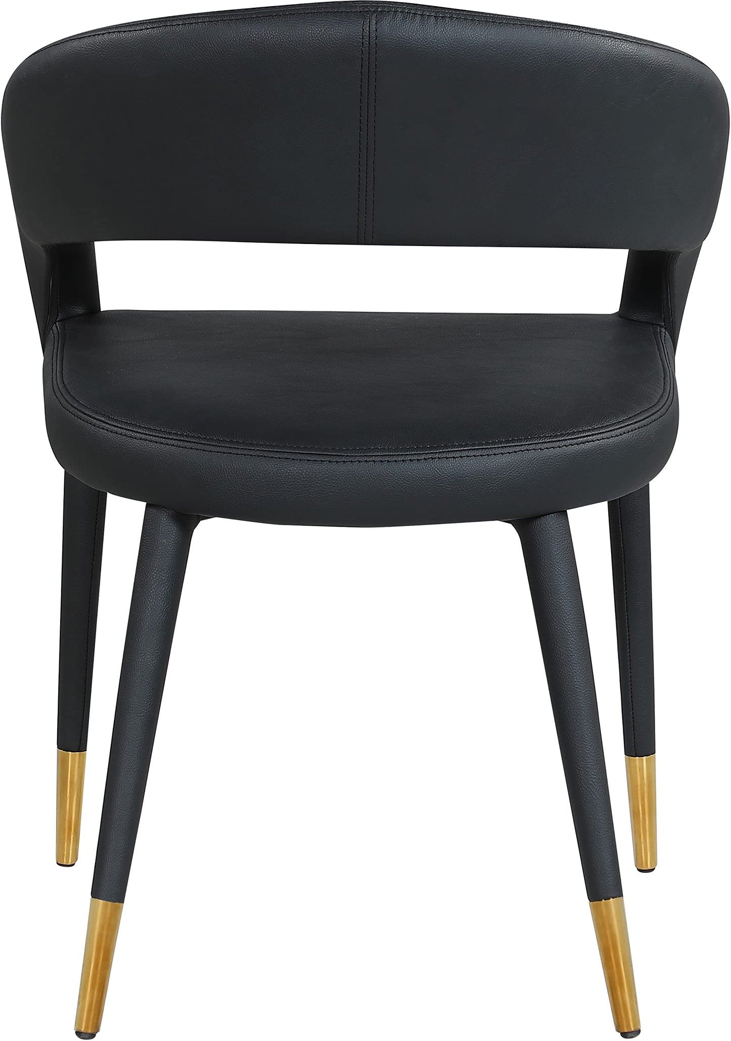 Meridian Furniture 538Black-C Destiny Collection Modern | Contemporary Vegan Leather Upholstered Rounded Back Dining Chair, Black, 23" W x 23" D x 31.5" H