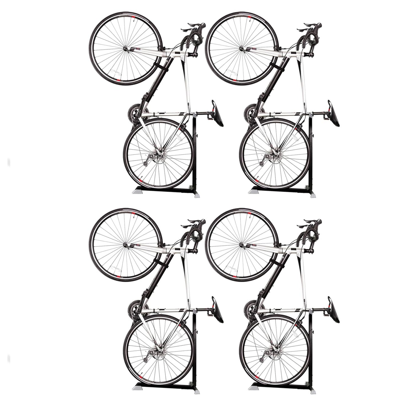 Bike Nook Stand & Vertical Storage Rack - 4 Pack with connectors- The Original Vertical Bicycle Floor Stand for Garage Storage and Indoor and Outdoor use, No Drilling Required
