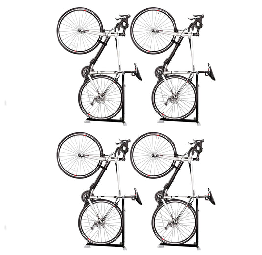 Bike Nook Stand & Vertical Storage Rack - 4 Pack with connectors- The Original Vertical Bicycle Floor Stand for Garage Storage and Indoor and Outdoor use, No Drilling Required