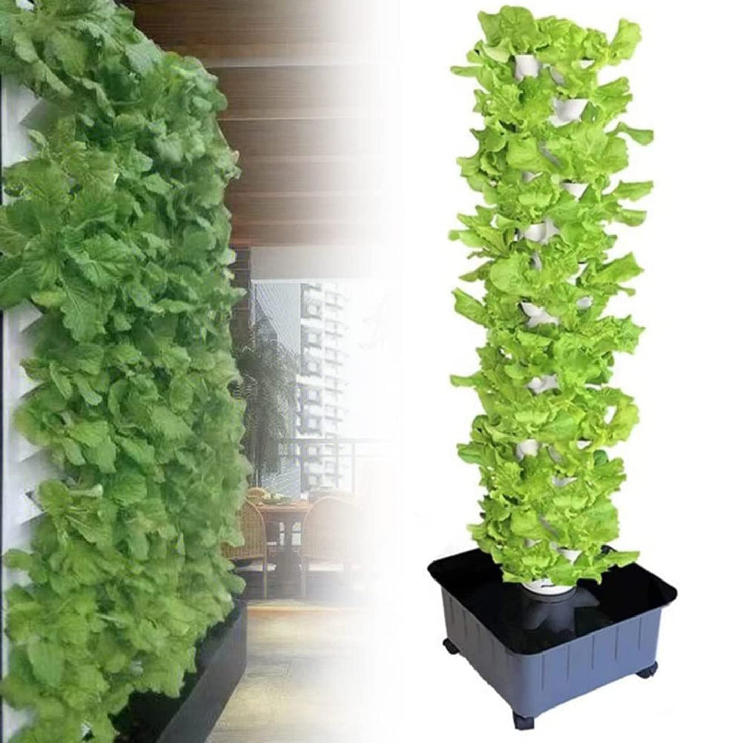 45 Pots Hydroponics Tower Set,Aquaponics Grow System,Vertical Farming Aeroponic Tower Equipment for Indoor Herbs,with Hydrating Pump, Timer