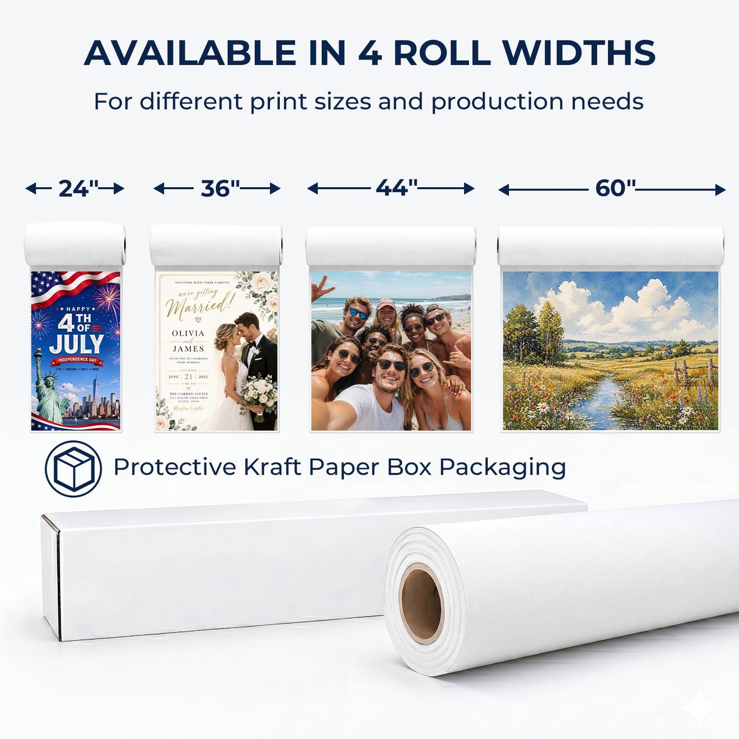 Premium Canvas Roll for Wide Format Printers, Quick Dry Water Resistant for Fine Art Reproduction, Commercial Printing, Studio Photography and Gallery Wrap, Matte Polyester 290 GSM 15 Mils 2" Core