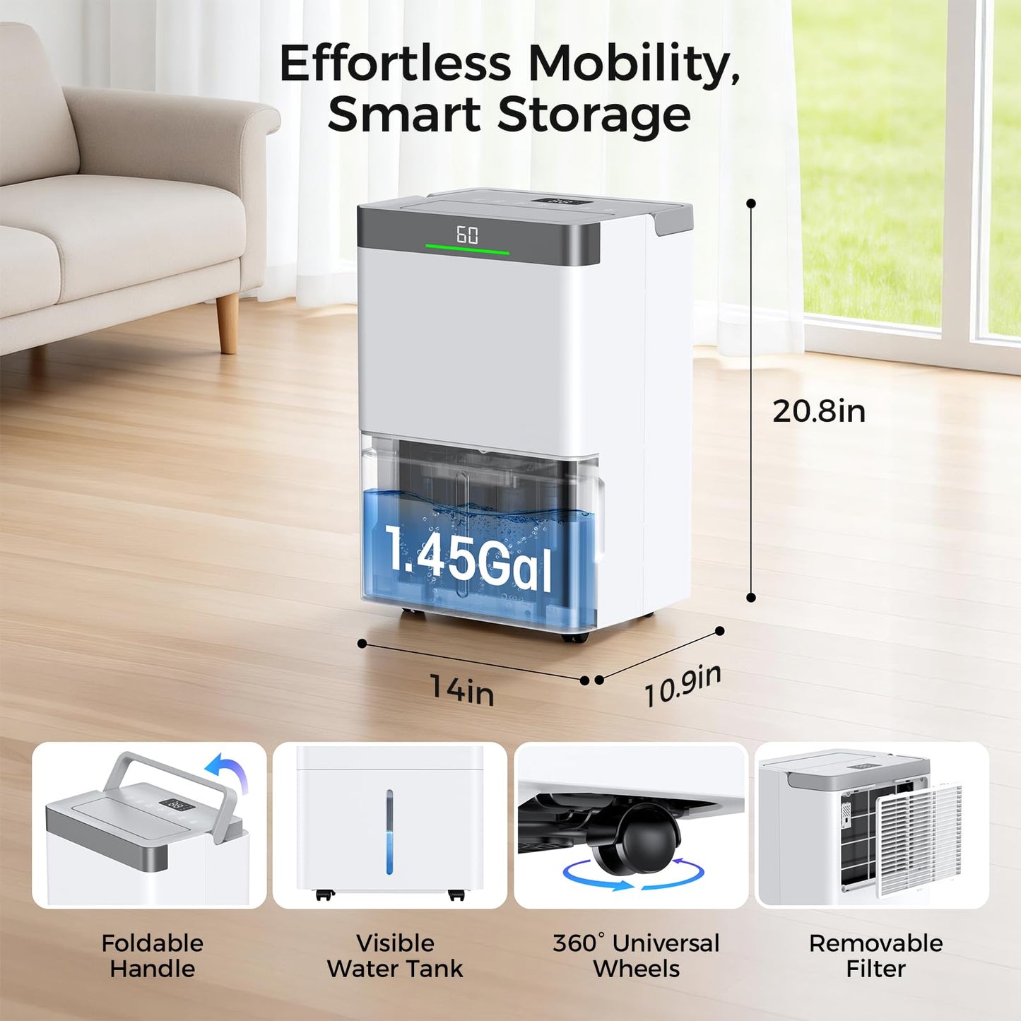 Max 80 Pints Dehumidifier Energy Star Most Efficient 2025 Smart Humidistat up to 5000 Sq.Ft with Drain Hose, Large Water Tank, WiFi Control, 24H Timer Dehumidifier for Basement,Bedroom,Home,Bathroom