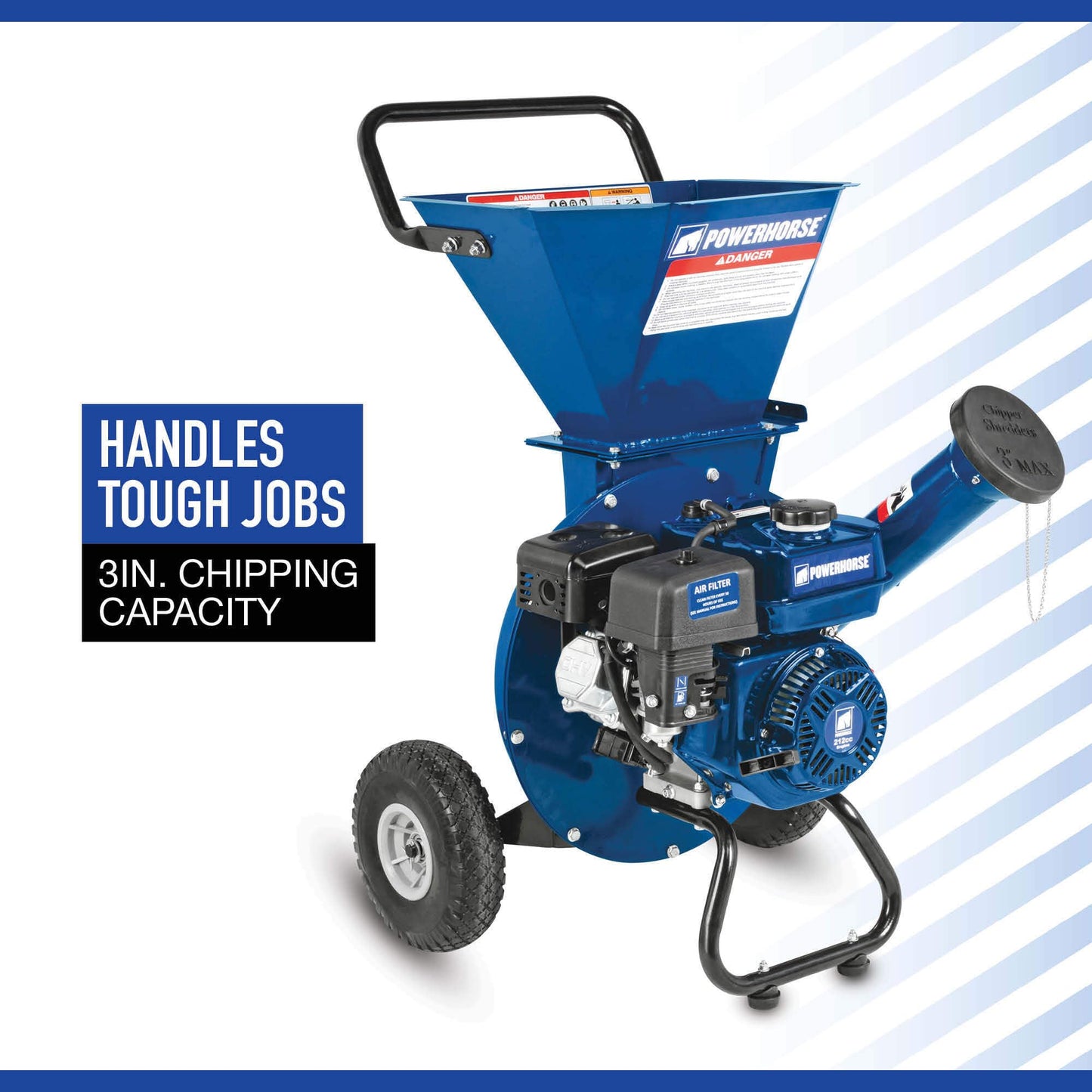 Powerhorse 3-in-1 Wood Chipper/Shredder - 212cc OHV Engine, 3in. Chipping Capacity