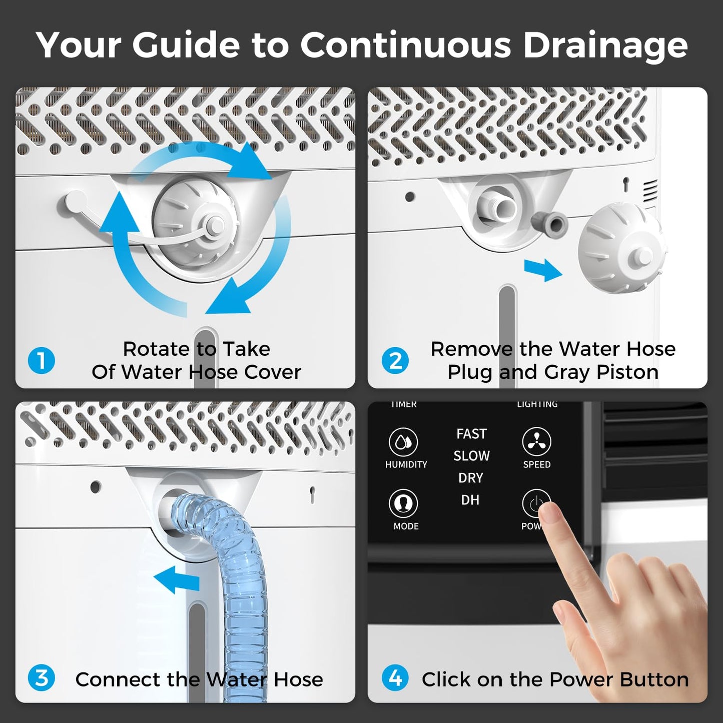 4000 Sq.Ft Dehumidifier for Basement with Drain Hose, Trazico 45 Pint Dehumidifiers for Home or Garage, Smart Humidity Control, Auto Defrost, 24H Timer, Ideal for Large Rooms