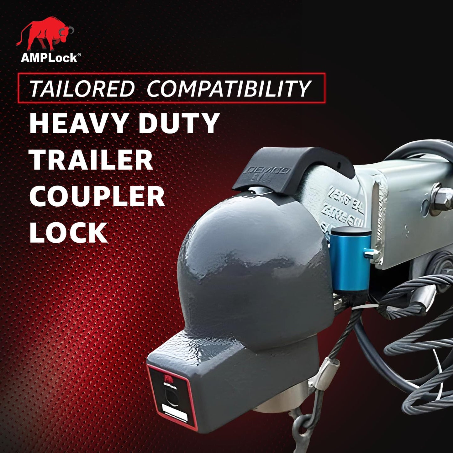 AMPLock U-BRA2516 2 5/16" Trailer Coupler Lock with Heavy Duty Round Edge Design, Push-to-Lock System, Rust and Corrosion Resistant, Fits Ball Couplers for Boat, Cargo, Utility and Travel Trailer Use