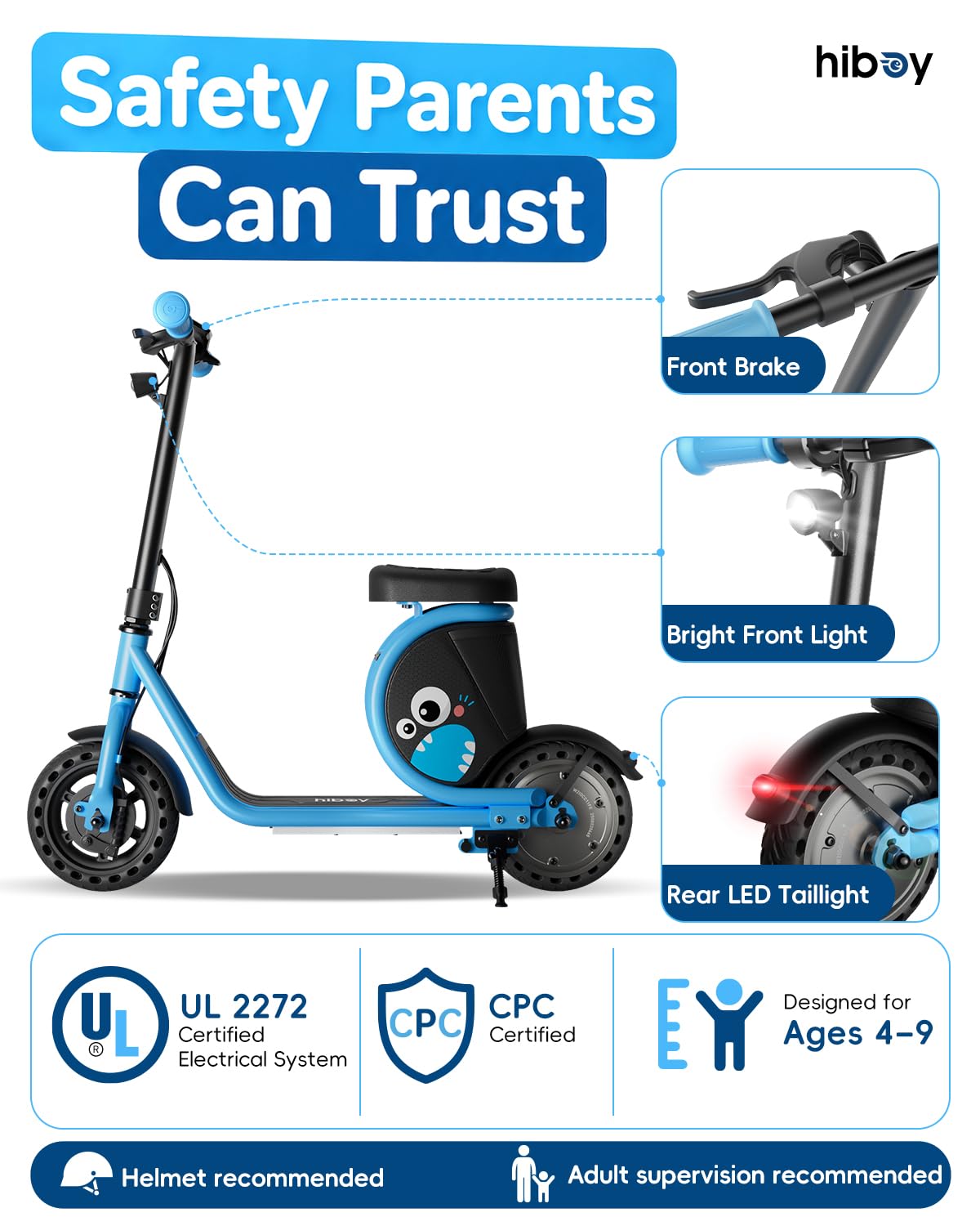 Hiboy JoyHaul Electric Scooter for Kids, Ages 4-10 – LED Neon Lights, 100W Brushless Motor, 56.16Wh Battery, Under-Seat Storage & Safety Brake, Pink
