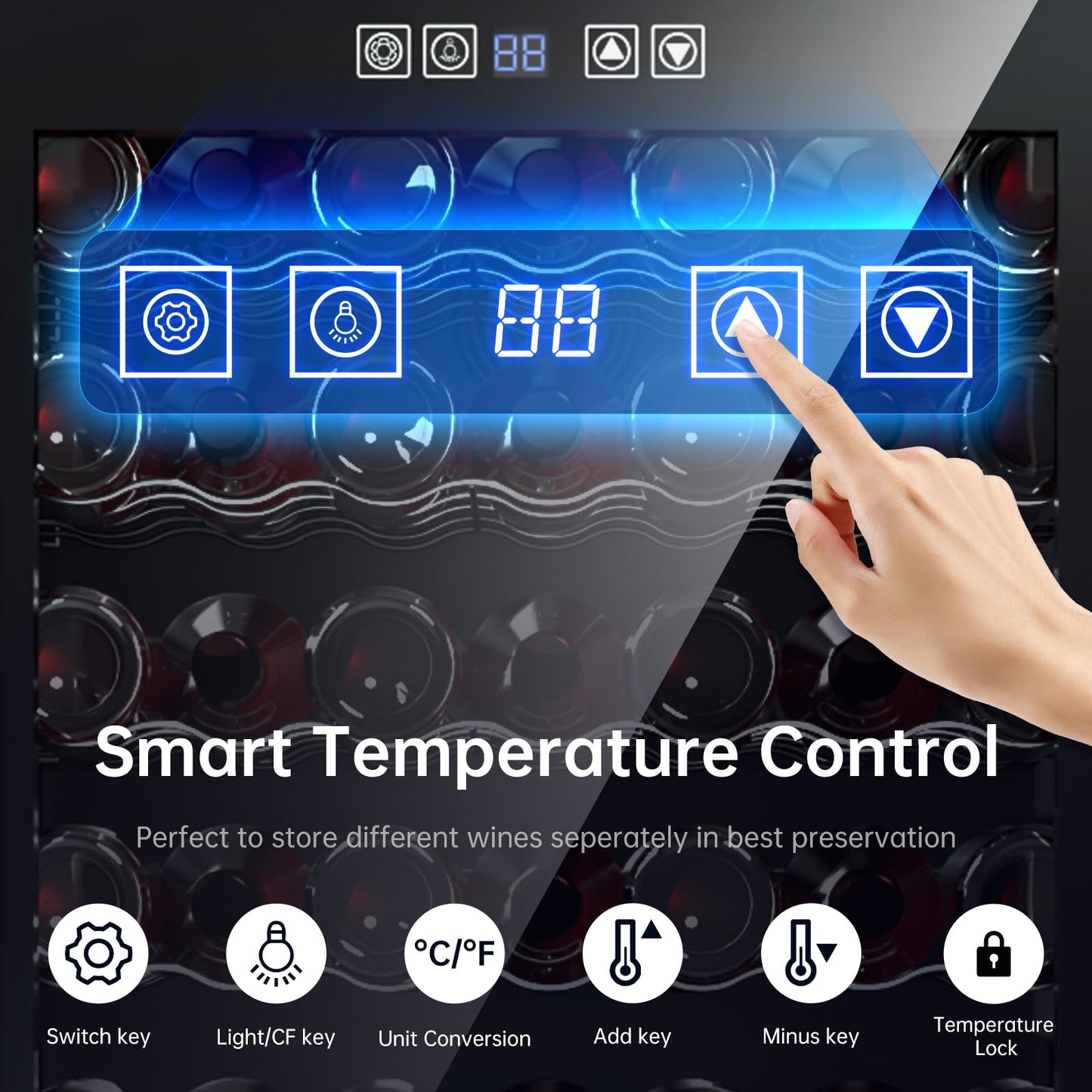 KingChii 52 Bottle Wine Cooler Refrigerator - Intelligent Digital Control Wine Fridge, Low Noise Operation, Freestanding Wine Refrigerator for Kitchen and Home