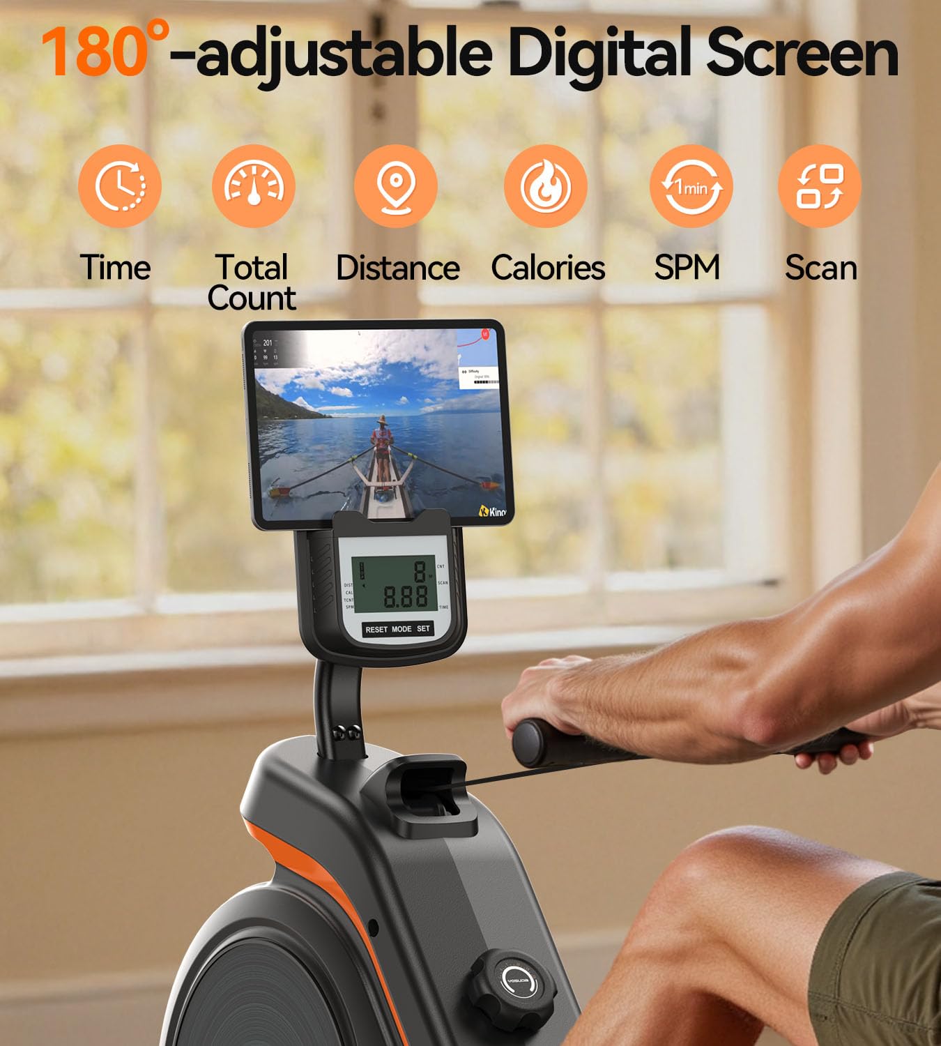 YOSUDA Rowing Machine for Home, Magnetic Rower Machine for Beginners to Athletes, Use with Resistance Adjustment Function, Bluetooth, App Supported, LCD Monitor, and Comfortable Seat Cushion