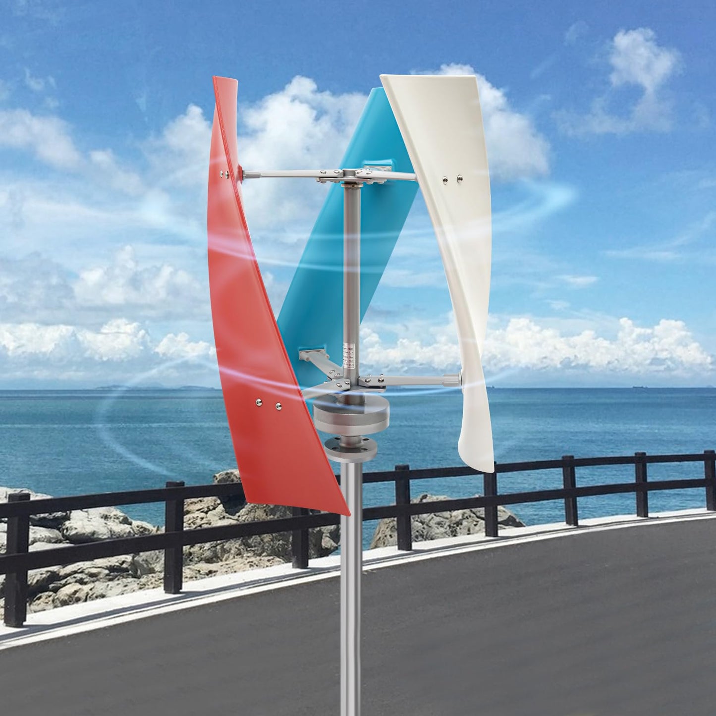 400W 12V Wind Turbine Generator Kit,Maglev generator Vertical Helix Charger Vertical Axis Wind Power Turbine with 3 Blades for Marine RV Road Industrial Energy Hybrid Solar Wind System