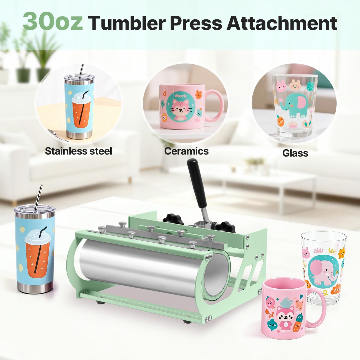 Slendor Heat Press 15x15 Inch 5 in 1 Heat Press Machine 360-Degree Swing Away Digital T Shirt Pressing Machine Multifunction Heat Transfer Sublimation Combo for T Shirts Mugs Hat Plate Cap,Green