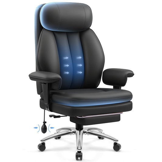 BestGlory Office Desk Chair with Inflatable Lumbar Support, Ergonomic Office Chair [Upgraded Double-Layer Cushion & Footrest], 400 LBS Big and Tall Computer Desk Chair for Home Office Gaming, Black