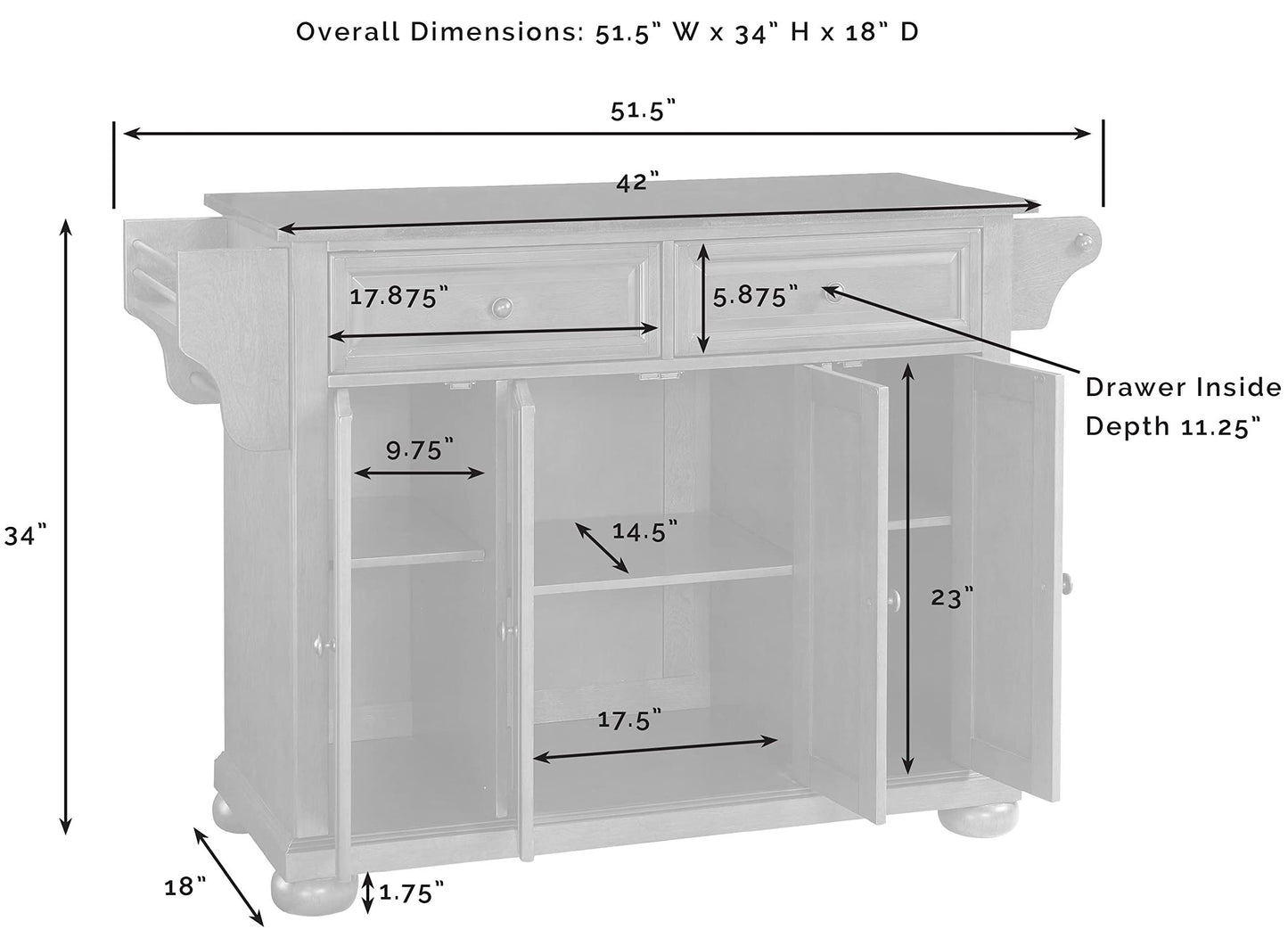Crosley Furniture Alexandria Granite Top Rolling Kitchen Island Storage Cart, Microwave Stand, Spice Rack, Cherry