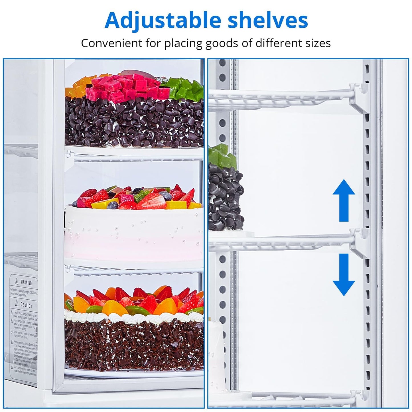 GarveeHome Commercial Display Refrigerator, 4.2 Cu.Ft Display Refrigerator Cooler with LED Lighting, Adjustable Shelves Glass Door Merchandiser Cooler, Automatic Defrost Freestanding Upright Beverage