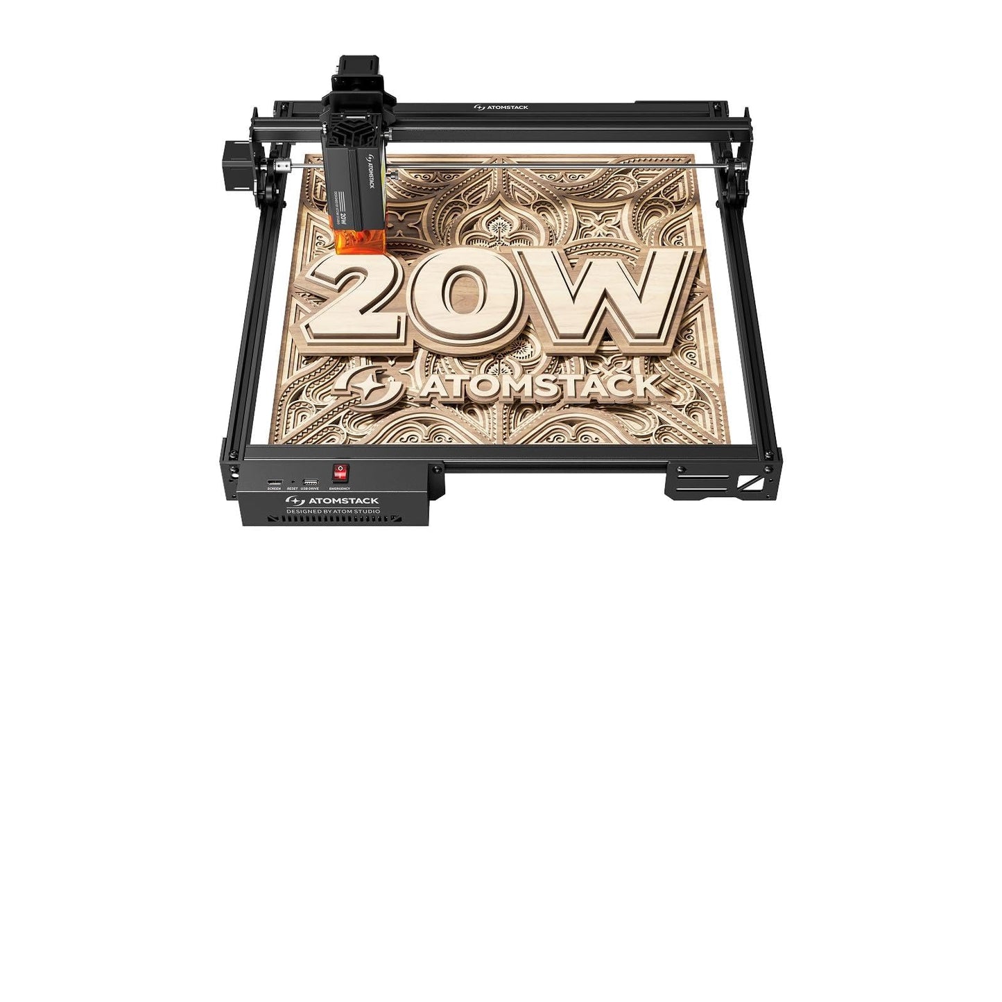 ATOMSTACK 20W Laser Engraver, A20 PRO V2 Laser Cutter with Auto Air Assist, R8 Rotary Chuck, High Accuracy Laser Engraving Machine for Personalized Gifts, Business Cards, Wood, Metal, Acrylic, Leather