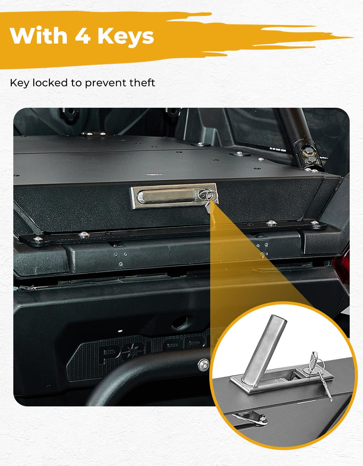 KEMIMOTO Aluminum Tonneau Cover Compatible with Polaris RZR XP 1000/4 2024-2026, Heavy-Duty Tonneau Cover Lockable Rear Bed Cargo Box Enclosure with Gas Strut Support Accessories