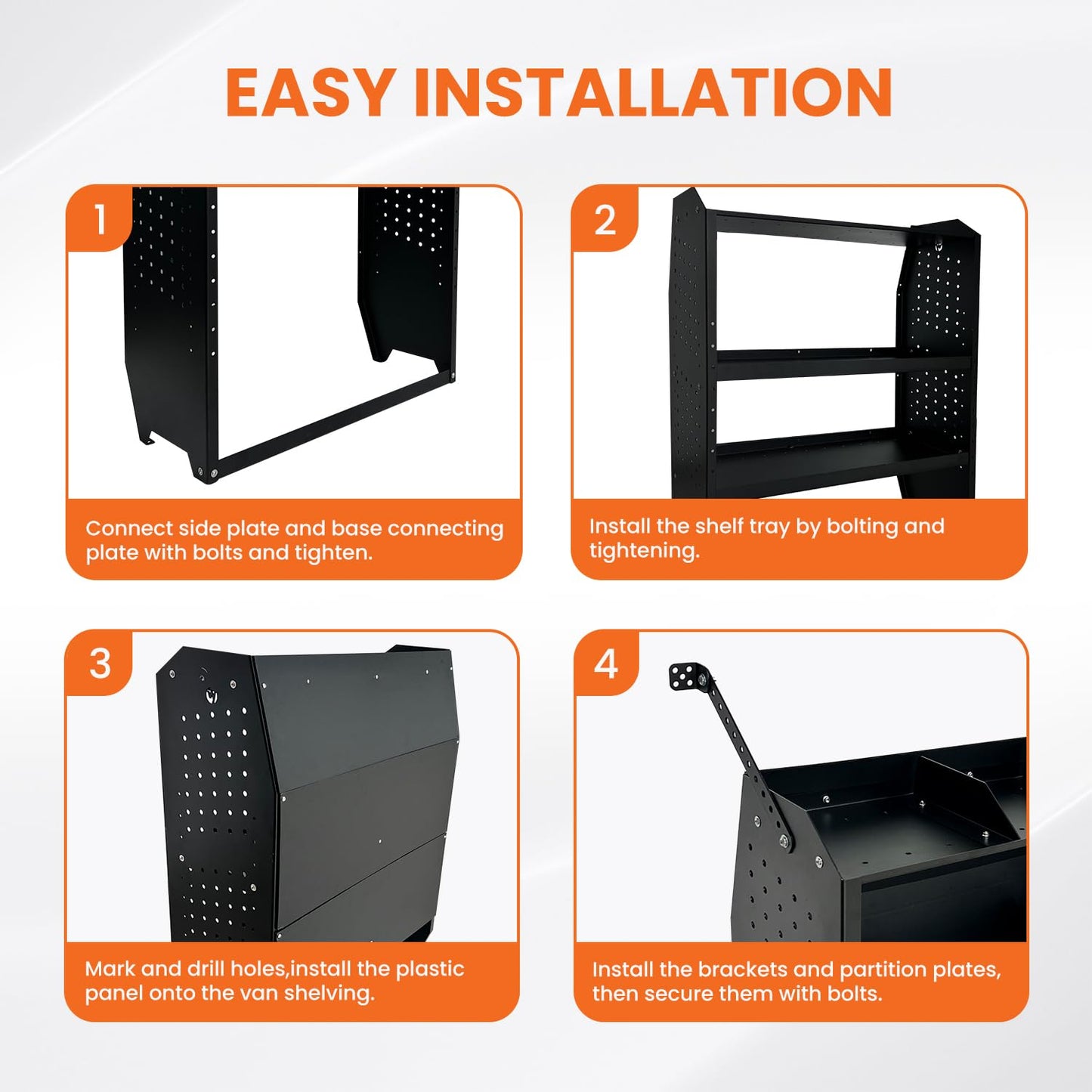EONECROSS Cargo Van Shelving Storage System Low/Mid/High Roof Steel Van Shelves Fit for Ford Transit,GM,Chevy Express,NV,Promaster,Sprinter and Metris,32" W x 46" H x 13" D