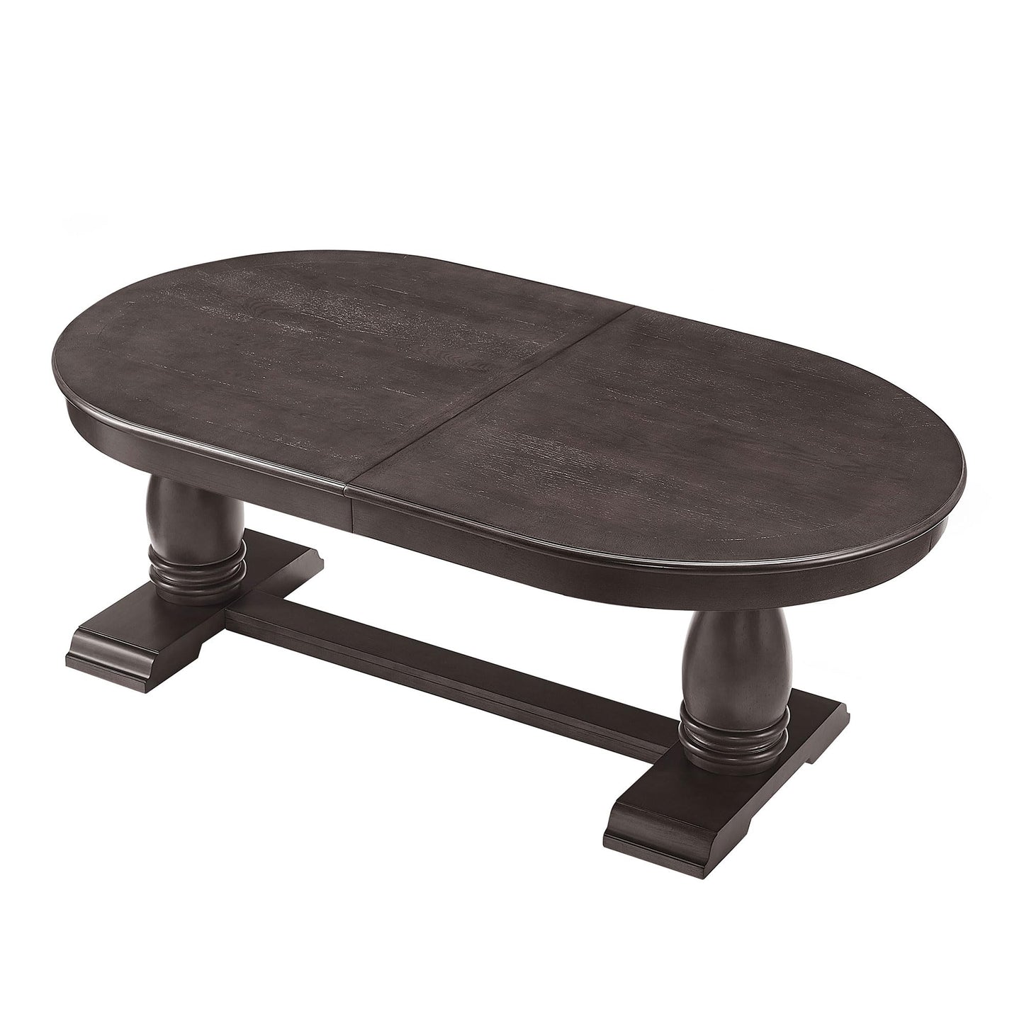 Ball & Cast Farmhouse Extendable Dining Table for 6-8, 76"-94" Long Extendable Kitchen-Table with Leaf, Mid Century Curved Wooden Expandable Table w/18 Leaves,Drop-Leaf Breakrest Table, Dark Brown