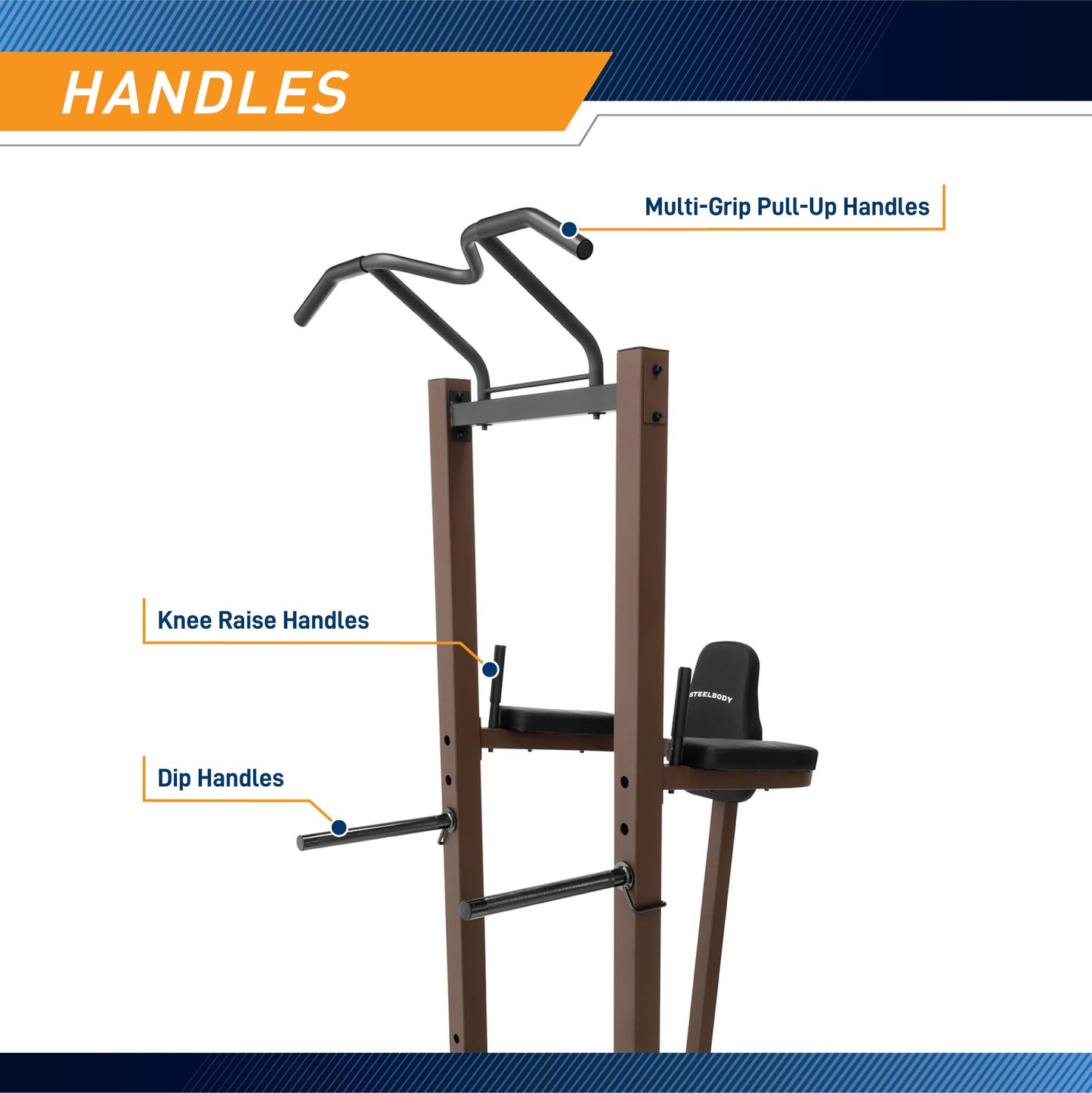 Steelbody Strength Training Power Tower Pull Up & Dip Station VKR Home Gym STB-98501
