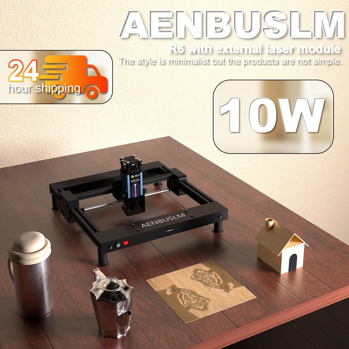 AENBUSLM T1 40W Laser Engraver Machine, High-Speed DIY Engraver Offline Use, 400×400mm Area, CNC Laser Engraving Machine for Wood, Metal, Acrylic & Glass, Class 4 (T1-3.5W-LK10)
