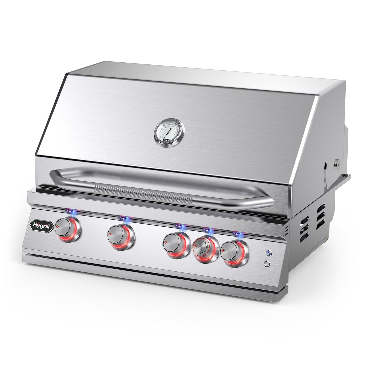 Hygrill Premium XTR 32-Inch Built In Grill, Stainless Steel 4-Burner Grill Head for Outdoor Kitchen with Rear Infrared Burner and LED Lights, Liquid Propane