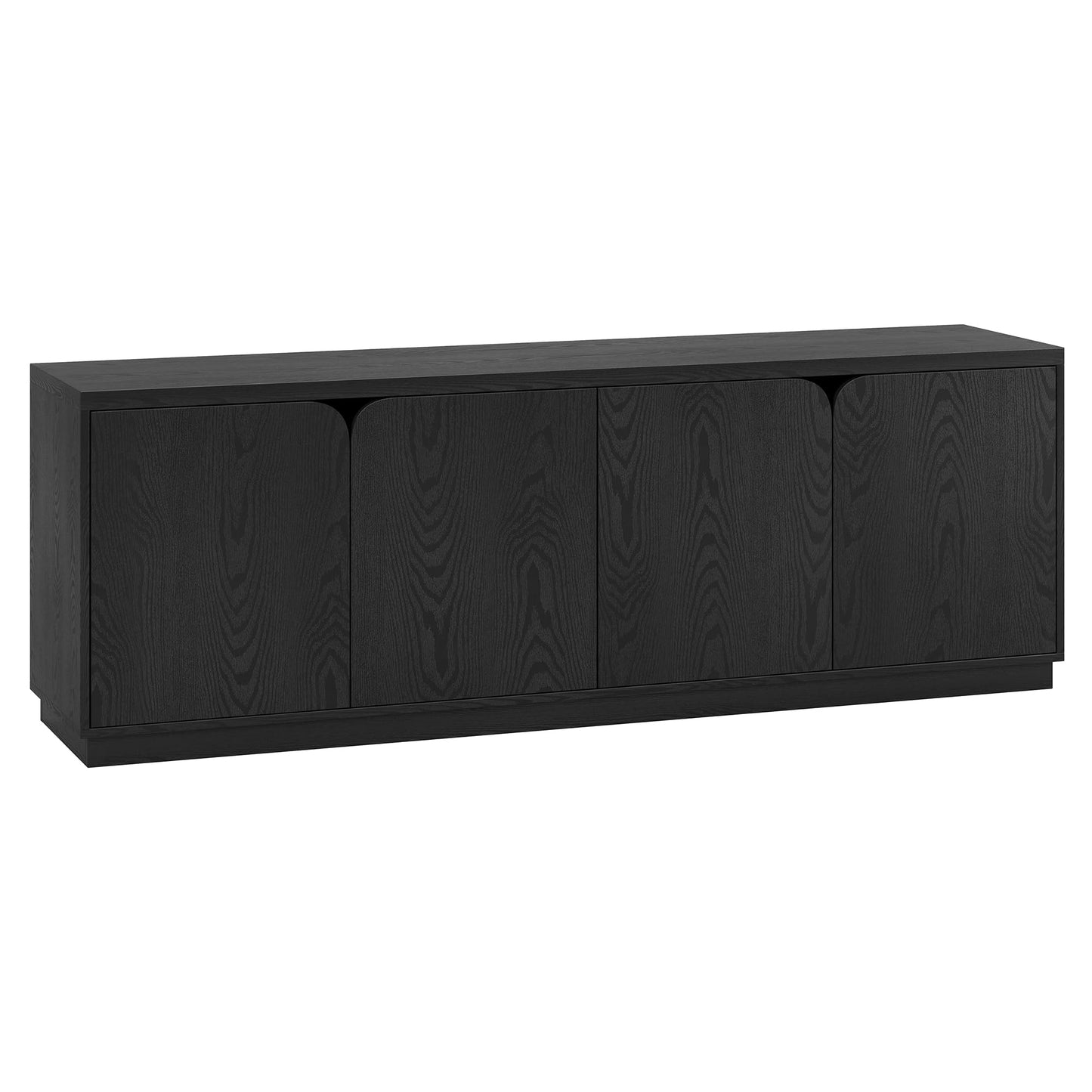 Henn&Hart TV Stand for TVs up to 78" with Concealed Storage Cabinets and Adjustable Shelves for Living Room, Family Room, or Office, Natural Black
