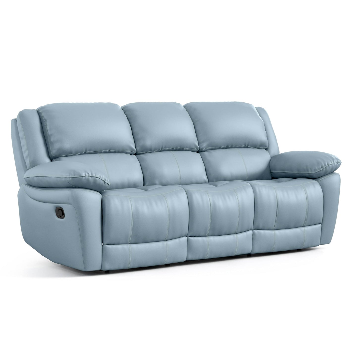Furniture of America Sorin Modern Leather Recliner Sofa with Pillow Armrests and High Density Foam, Reclining Sectional Couch for Living Room, Office, Home Theater, FSC Certified, Blue