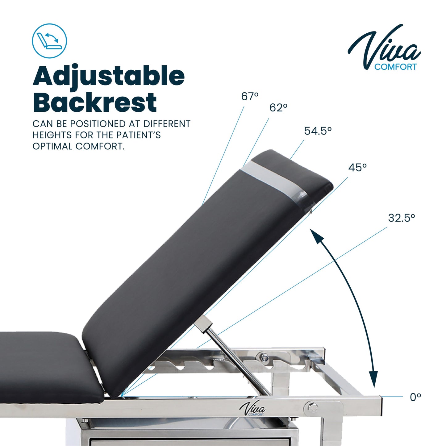 Vivacomfort Folding Medical Exam Table, Basic Adjustable Patient Treatment Table, Doctor Bed with Folding Legs, 74.8''L x 27.5''W x 31.4''H